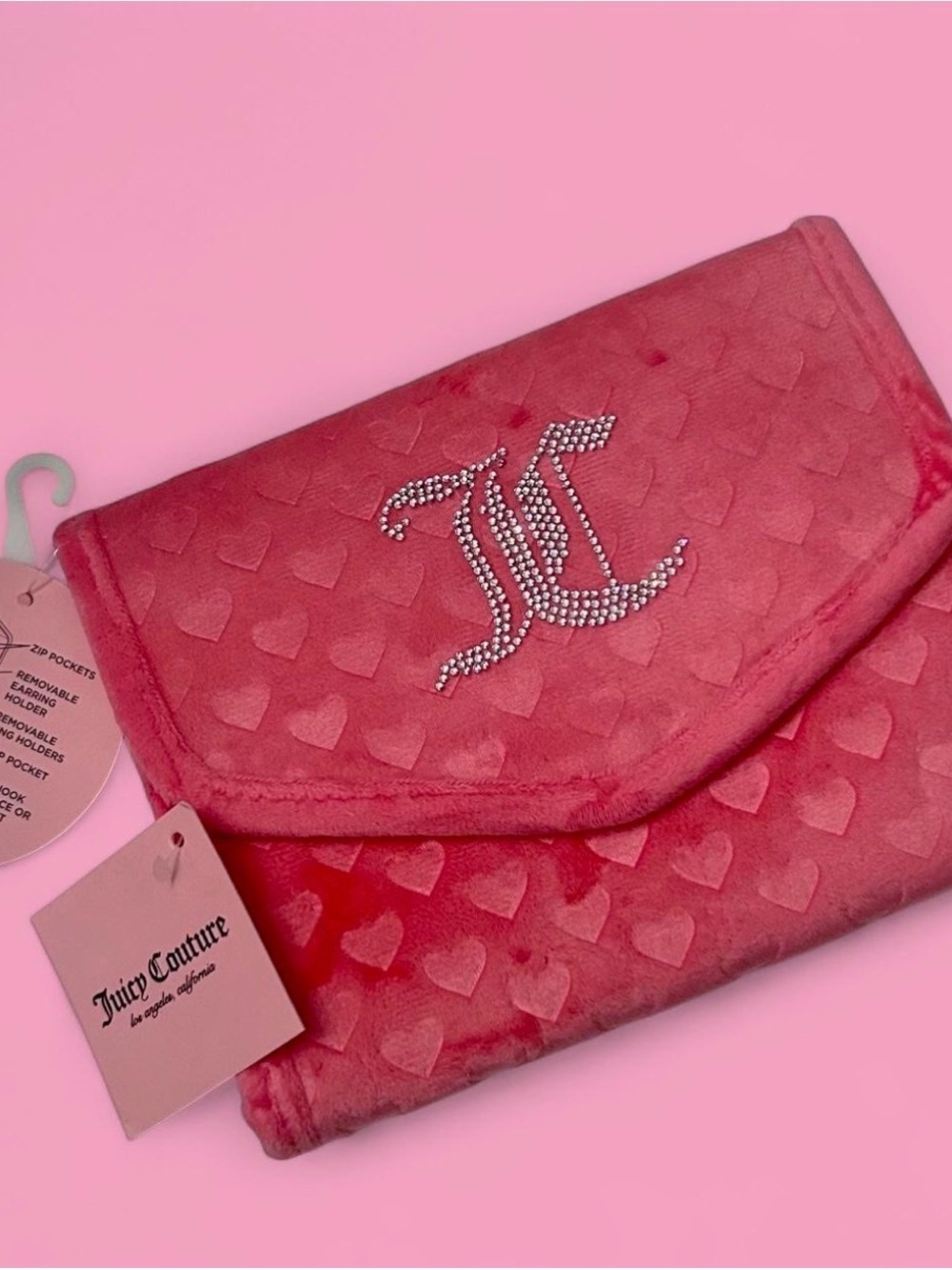 💖 NWT Juicy Couture Hot Pink Velour Jewelry Organizer